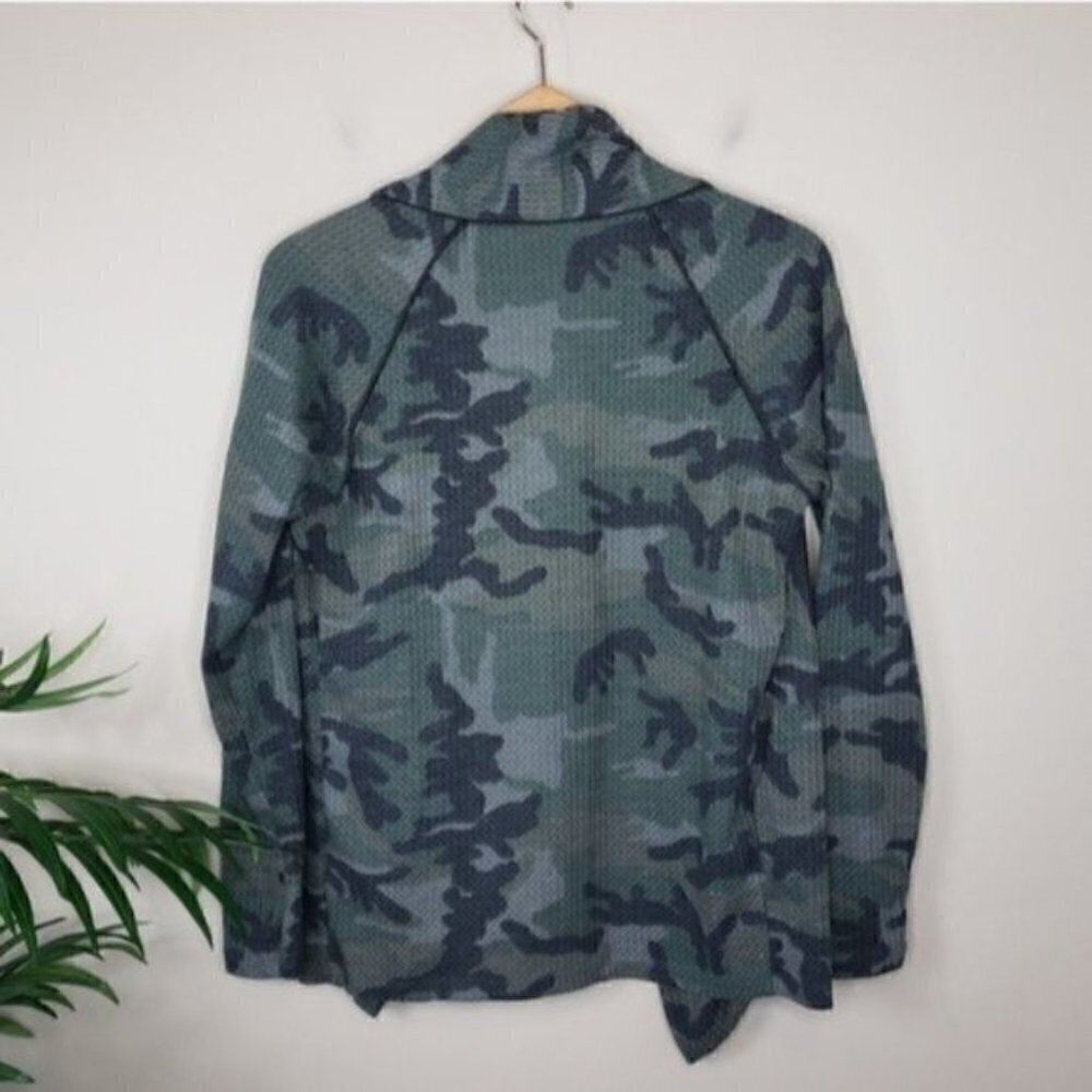 Color Thread Camo Waffle Open Front Cardigan Size Small - Picture 3 of 5